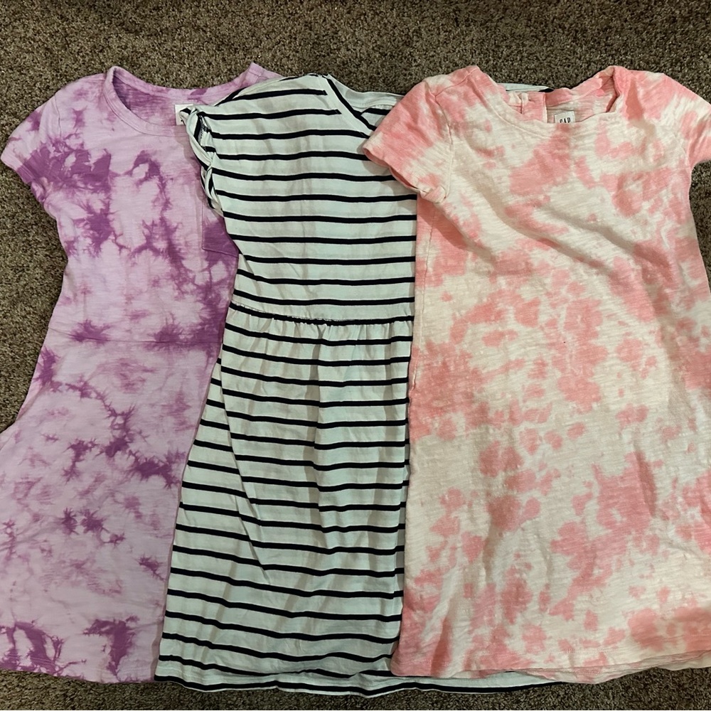 GAP Girls Large Dresses, Lot of 3, Stripe and Tie Dye
